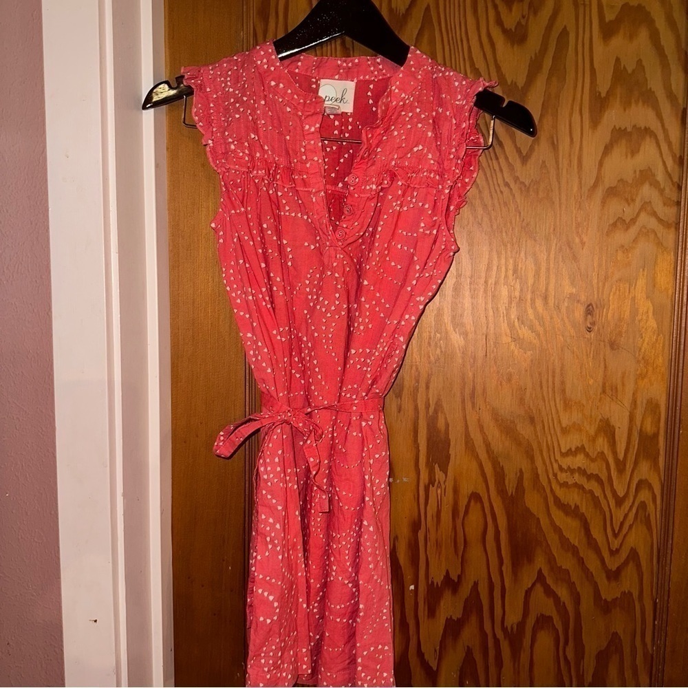 Peek Girls Dress Sleeveless Pink Cream Button Detail Size 12